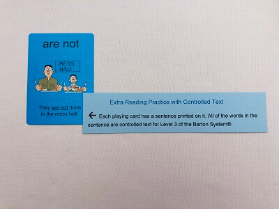 Level 3 Contraction Bingo blue card with arrow pointing to extra reading practice with controlled text