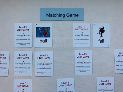 Level 3 unit game showing how to play the matching game with the educational cards