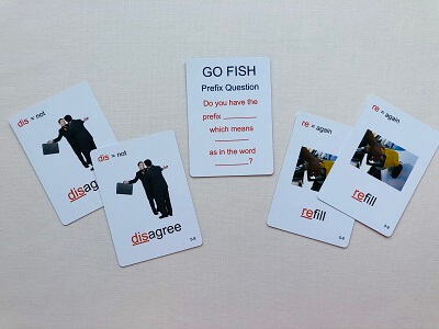 Level 5-8 Prefix Game white cards on how to play go fish with this game