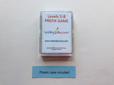 Level 5-8 Prefix Game in plastic case including educational cards