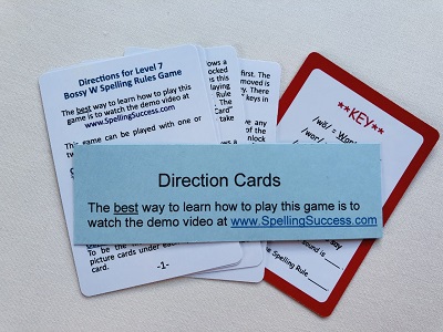 direction cards for level 7 bossy W spelling rules game for Barton System