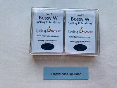 double plastic case with level 7 bossy W spelling rules game